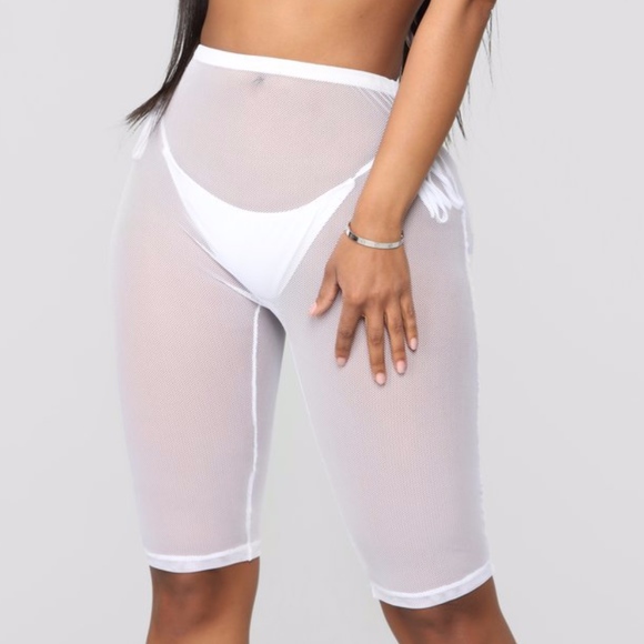 white mesh biker shorts